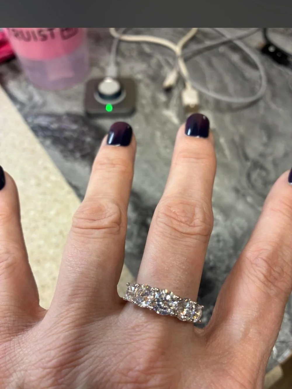 Brilliant Multi-Stone Silver Eternity Ring in White size 8